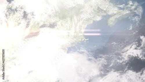 Zoom in from space and focus on Naugatuck, Connecticut, USA. 3D Animation. Background for travel intro. Elements of this image furnished by NASA