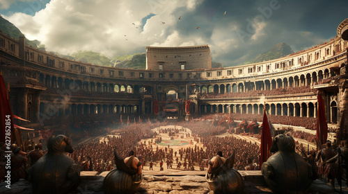 Obraz na płótnie Ancient bustling Roman colosseum