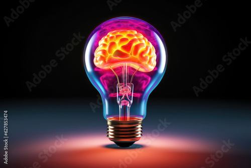 Glühbirne mit Gehirn - Intelligente Energie Effizienz und sparen - Symbol für Innovation und Kreativität