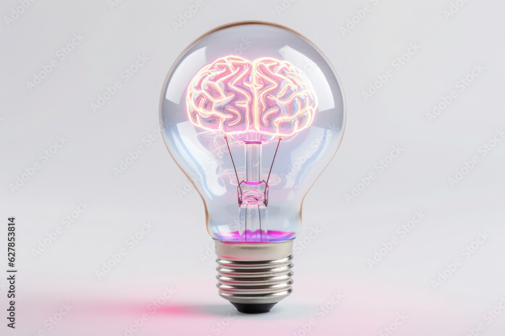 Glühbirne mit Gehirn - Intelligente Energie Effizienz und sparen - Symbol für Innovation und Kreativität Glühbirne mit Gehirn - Intelligente Energie Effizienz und sparen - Symbol für Innovation und Kreativität