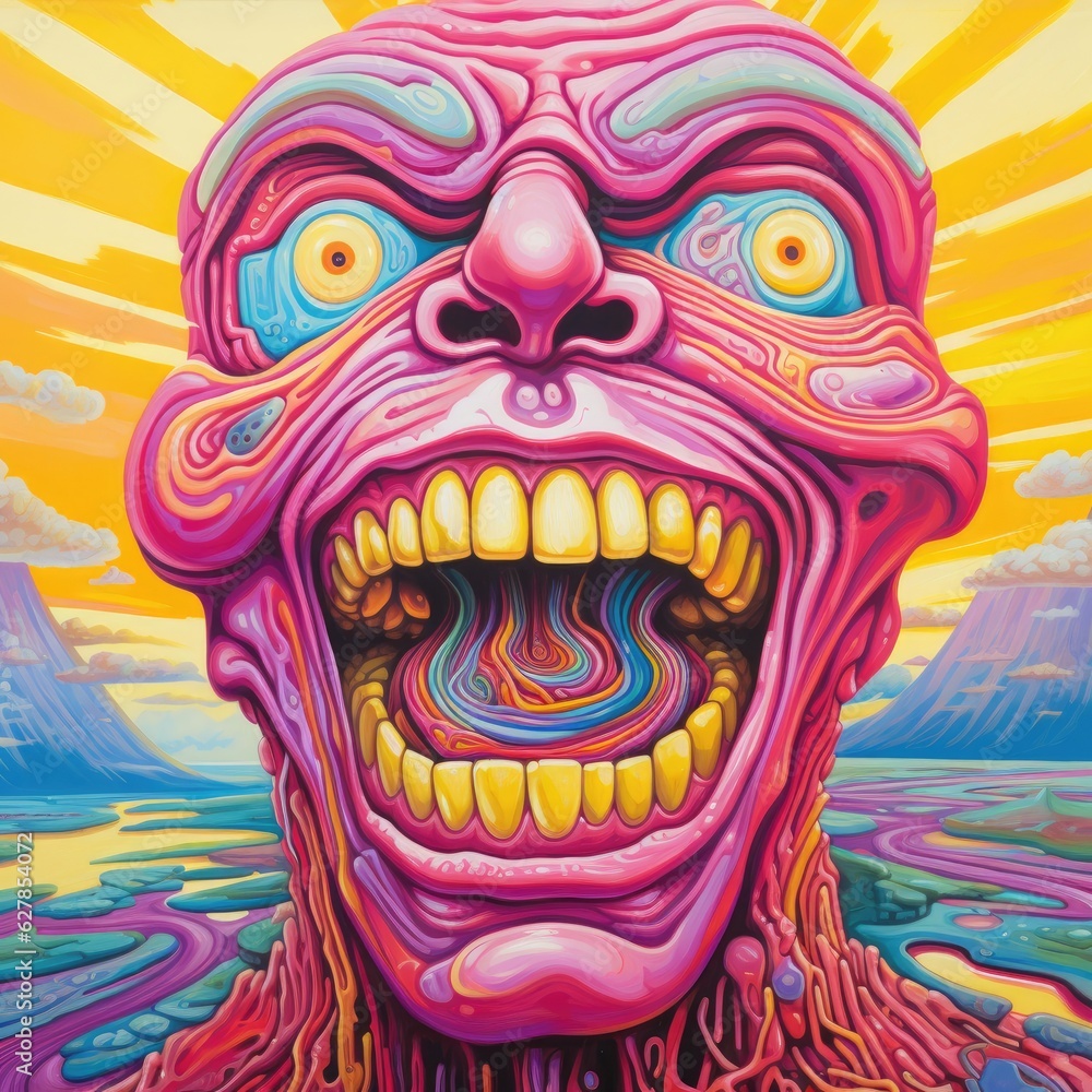 Naklejka premium Carnival of the Surreal: Tripping Out on Freaky Carnival Surrealism, Generative AI