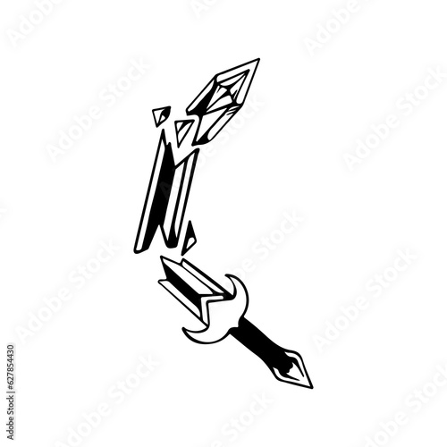 vector illustration of cracked sword concept