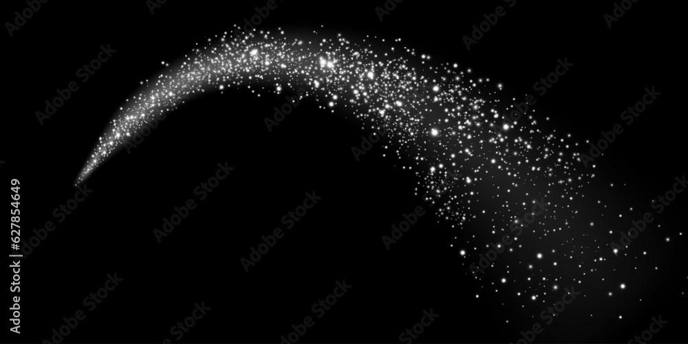 White scattering of small particles of sugar crystals, flying salt, top