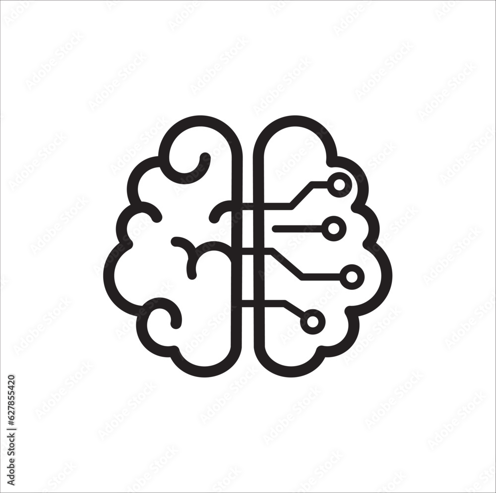 Brain Artificial Intelligence icon vector illustration, Humanoid Robot, Thinking Machine. Simple AI icon Brain Artificial Intelligence icon vector illustration, Humanoid Robot, Thinking Machine. Simple AI icon