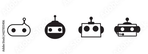 Icon set of Chat bot for editorial content in the ChatGPT chatbot ai with a robot. Robot icon set. Bot sign design. Chatbot symbol, logo template. Modern flat 