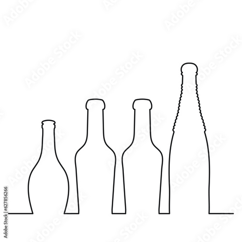 Sketchy image shape of a glass bottle silhouette. Alcohol, wine, whiskey, vodka, brandy, cognac, beer, kvass, champagne, liqueur