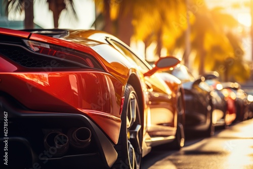 Luxary sport cars on the parking for rent or sale Generative AI © stock_acc
