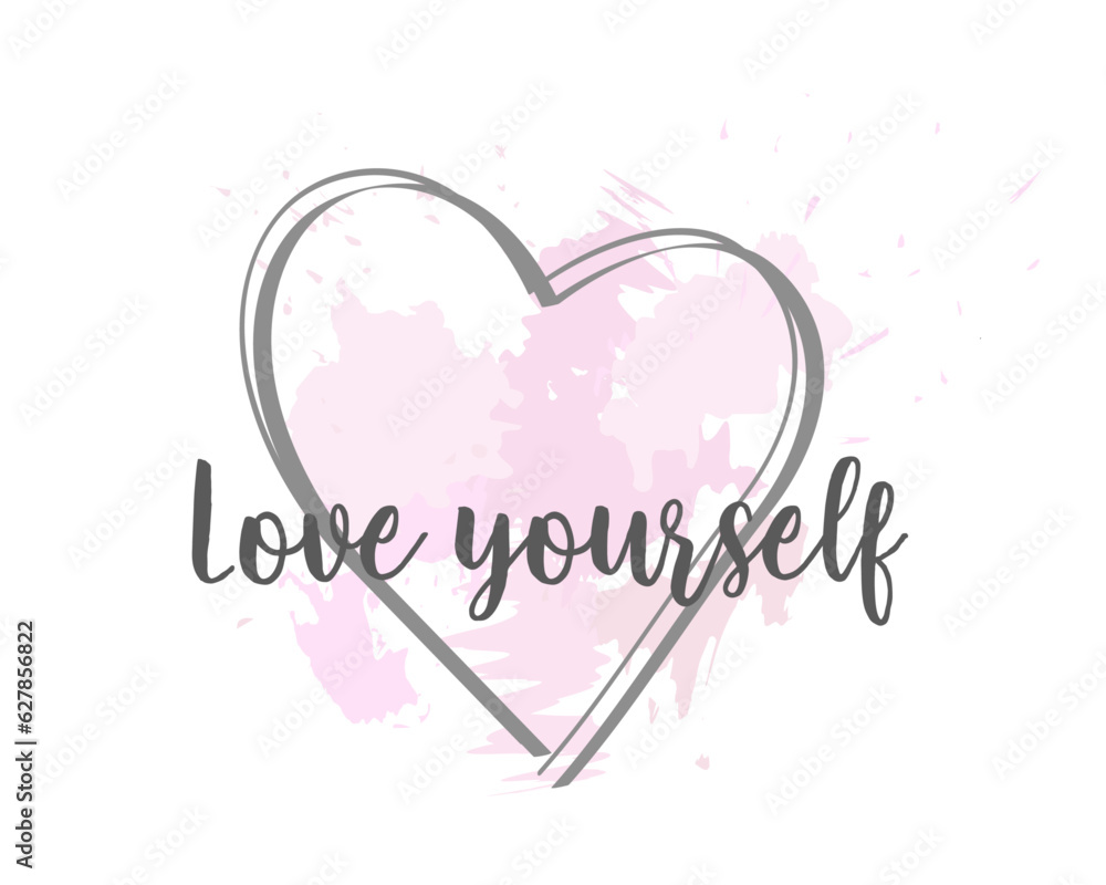 love yourself pink heart  design