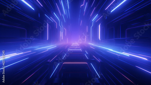 Wallpaper Mural A mesmerizing tunnel of neon lights illuminating a dark room Torontodigital.ca