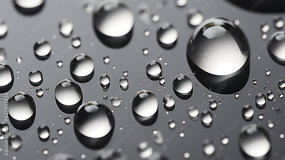 Water Drops on Gray Metal