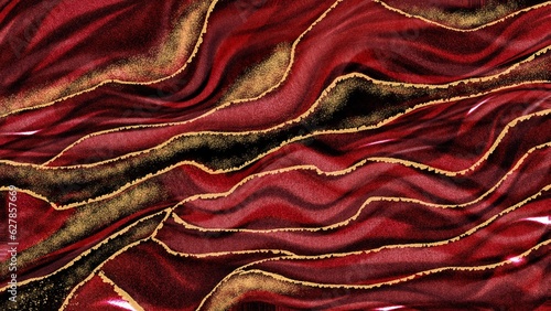 Alcohol ink abstract marble art with gold leaf foil design with luxurious look.