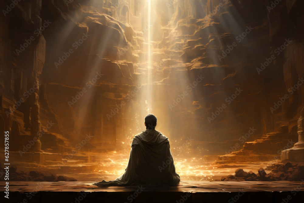 custom made wallpaper toronto digitalKnight in Awe: Reverent Kneeling before the Illuminated Holy Grail
