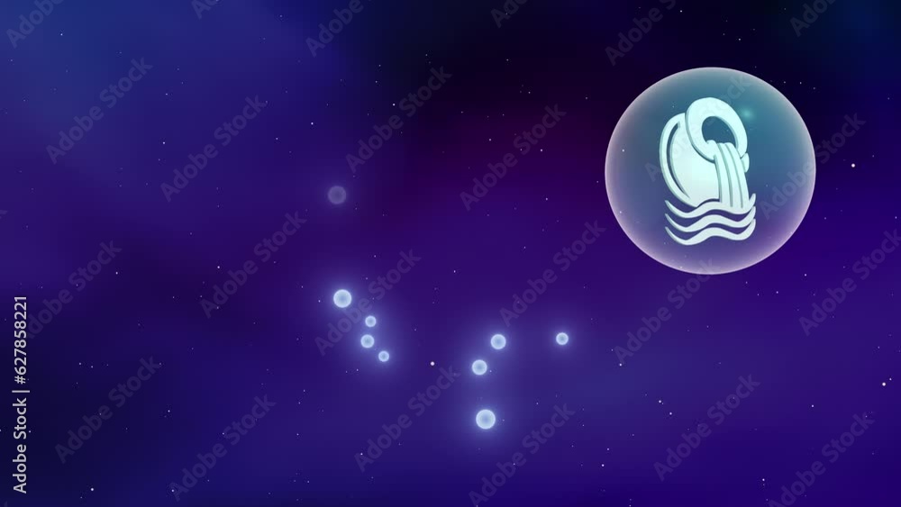 Glass sphere encasing the Aquarius sign and a zodiac constellation Glass sphere encasing the Aquarius sign and a zodiac constellation
