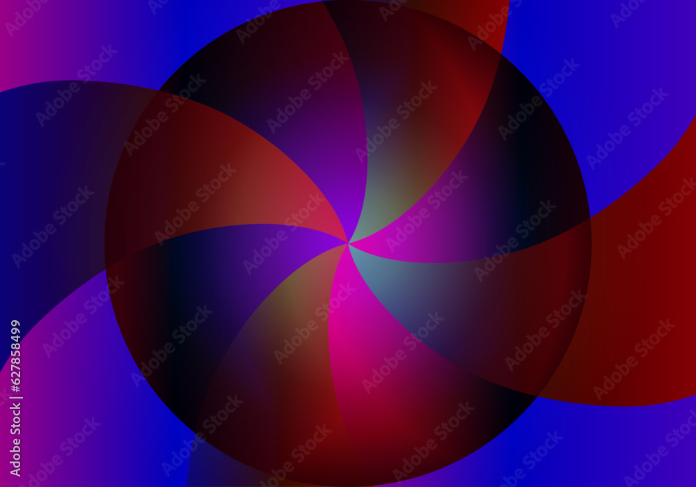 Composición abstracta con círculo y hélice en tonos azul, morado , verde y rojo degradado Composición abstracta con círculo y hélice en tonos azul, morado , verde y rojo degradado