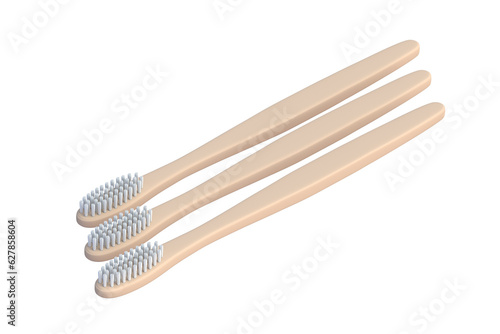 Row of toothbrushes isolated on white background. 3d render