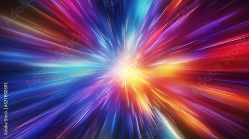 A vibrant star burst against a colorful background