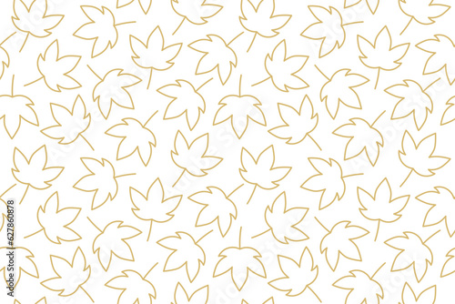 golden seamless pattern with maple leaves - vector illustration