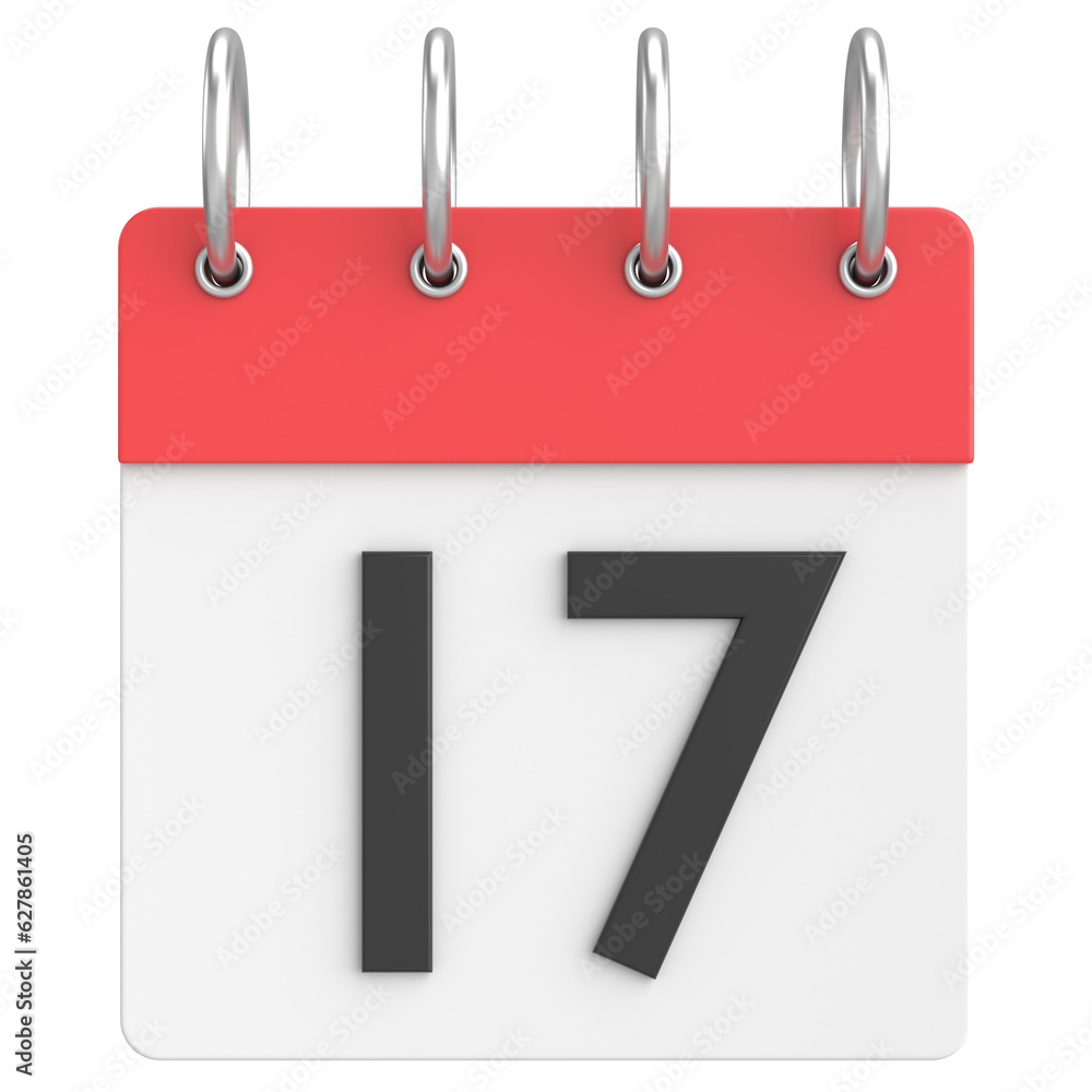 3D calendar. Day 17. Seventeenth day of the month. 3D illustration. 3D calendar. Day 17. Seventeenth day of the month. 3D illustration.