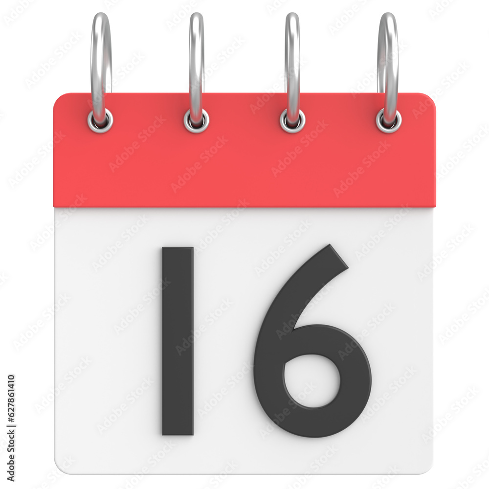 3D calendar. Day 16. Sixteenth day of the month. 3D illustration. 3D calendar. Day 16. Sixteenth day of the month. 3D illustration.