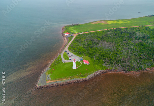 Aerial view of Point prim lighthouse PEI, Canada photo