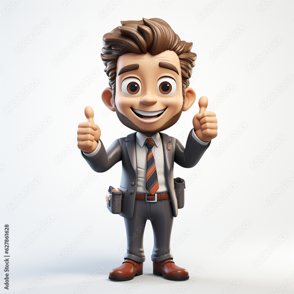 a happy 3d business man on transparent white background a happy 3d business man on transparent white background
