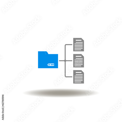 Vector illustration of flowchart of folder and network file sheets. Icon of file management. Symbol of document management.