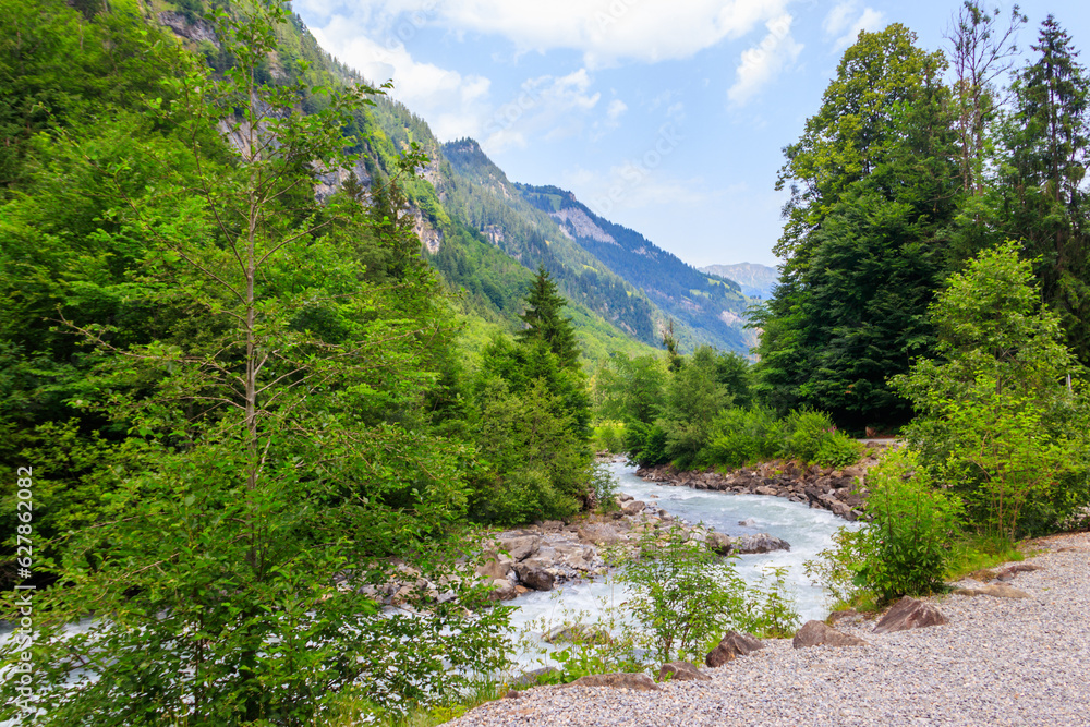 View of the Kander river in Switzerland View of the Kander river in Switzerland