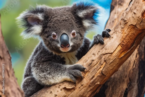 Black golden koala bear. Cute small koala