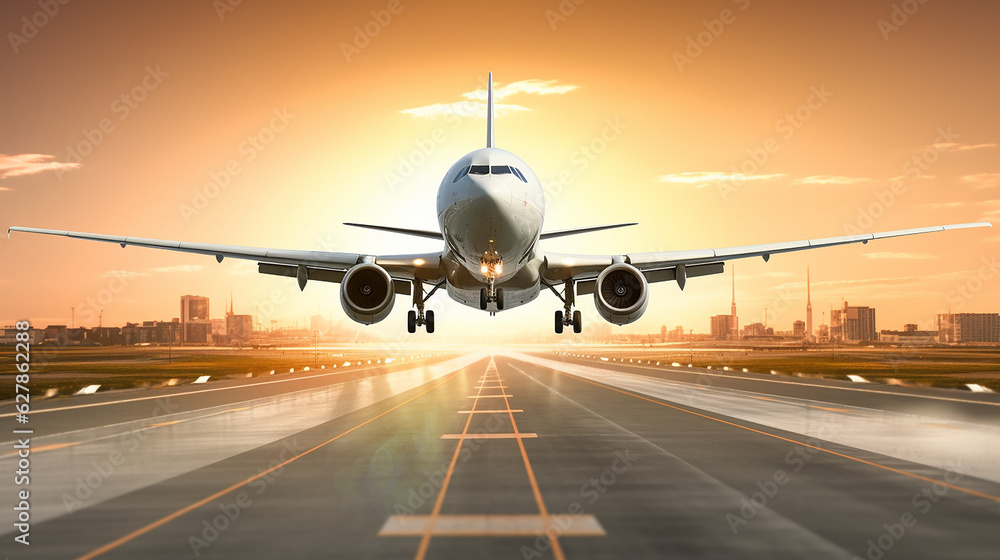 Airplane taking off from the airport. Airplane taking off from the airport.