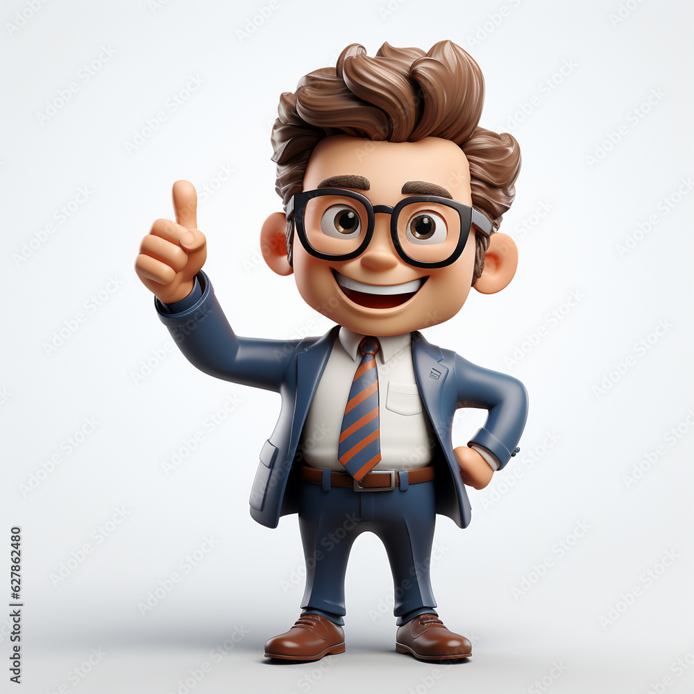 a happy 3d business man on transparent white background a happy 3d business man on transparent white background