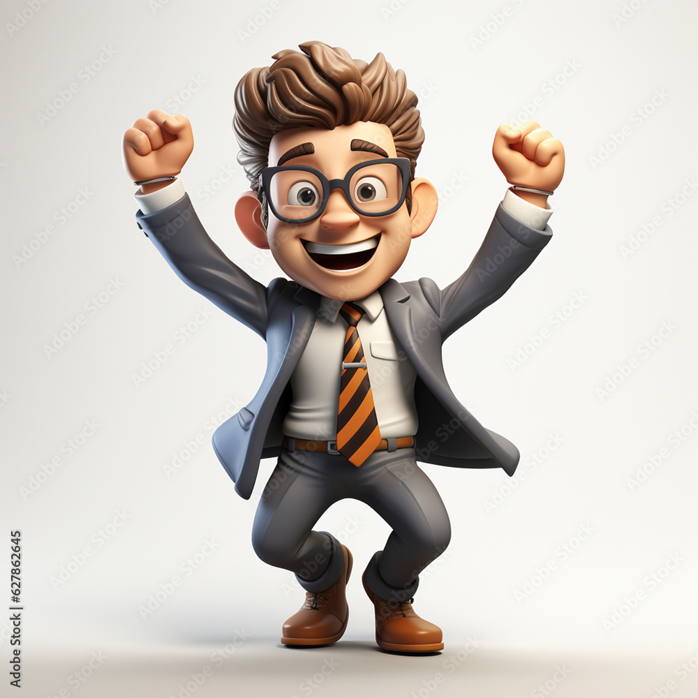 a happy 3d business man on transparent white background a happy 3d business man on transparent white background