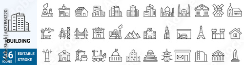 set of 36 line web icons real estate. Included icons such as real estate, mortgage, home loan. Collection of Outline Icons. Vector illustration.