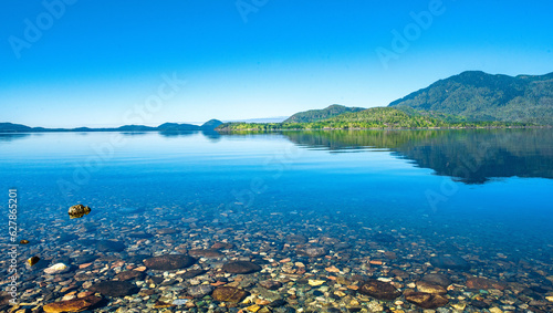 Kenny Lake Shoreline. Vancouver Island, British Columbia, Canada.