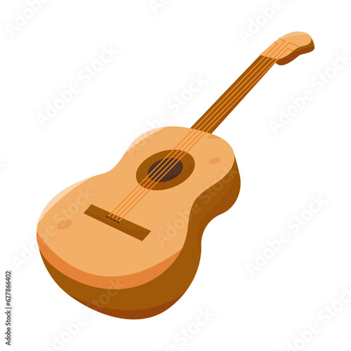 Isolated colored guitar sketch musical instrument Vector