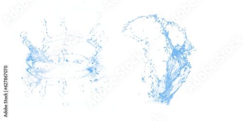 Transparent blue water splashes and ripples with drops. Liquids splashing fluid with droplets, realistic isolated, transparent cool drink, transparent water falling or pouring with air bubbles.