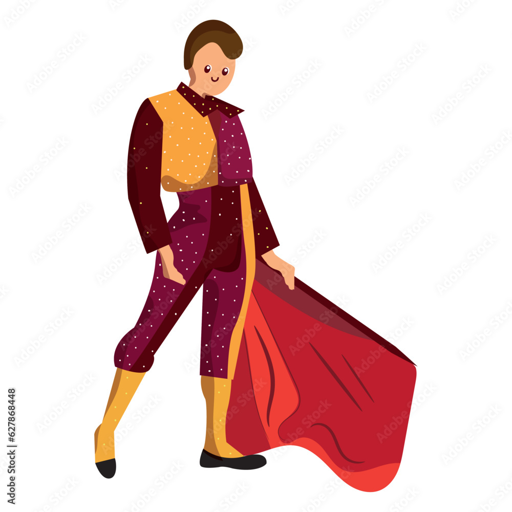 Isolated colored bullfighter cute character Vector