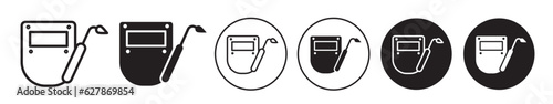 Welding icon set. welder safety mask web pictogram. photo