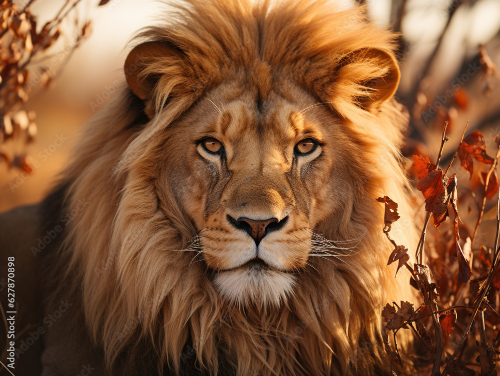 A close-up Illustration of lion's head created with Generative AI