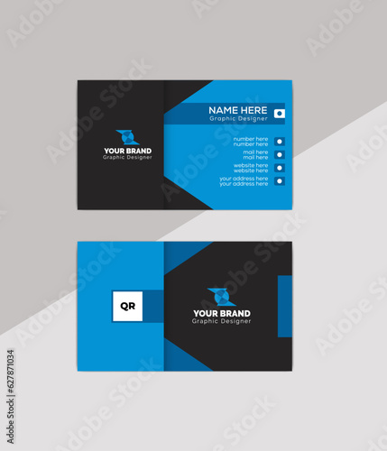 Modern bule and black business card design photo