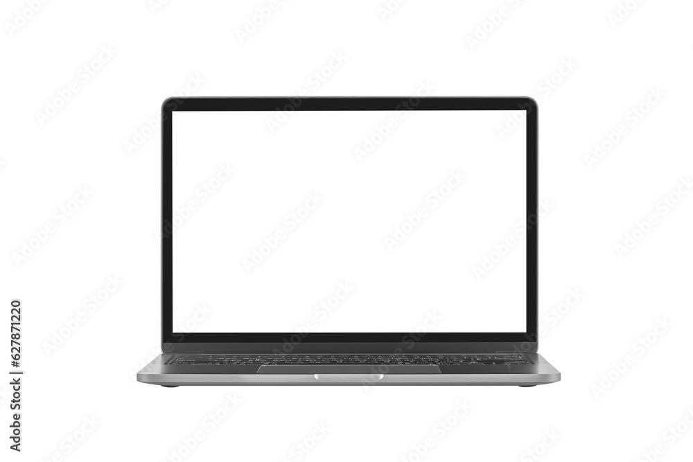 Gray metallic laptop notebook with blank screen isolated on white, transparent background, PNG. Digital device mockup, template, copy space for text. Business, office, technology concept. Gray metallic laptop notebook with blank screen isolated on white, transparent background, PNG. Digital device mockup, template, copy space for text. Business, office, technology concept.