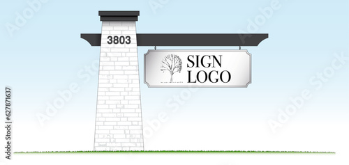 Brick architectural right angle sign blank for mockup