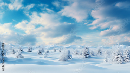 Cold winter freezing snowy landscape, background banner or wallpaper © Artofinnovation