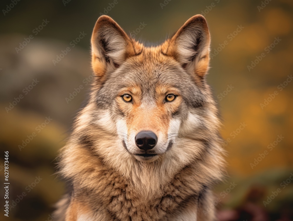 Eurasian Wolf Looking at the Camera Wildlife photography Generative AI