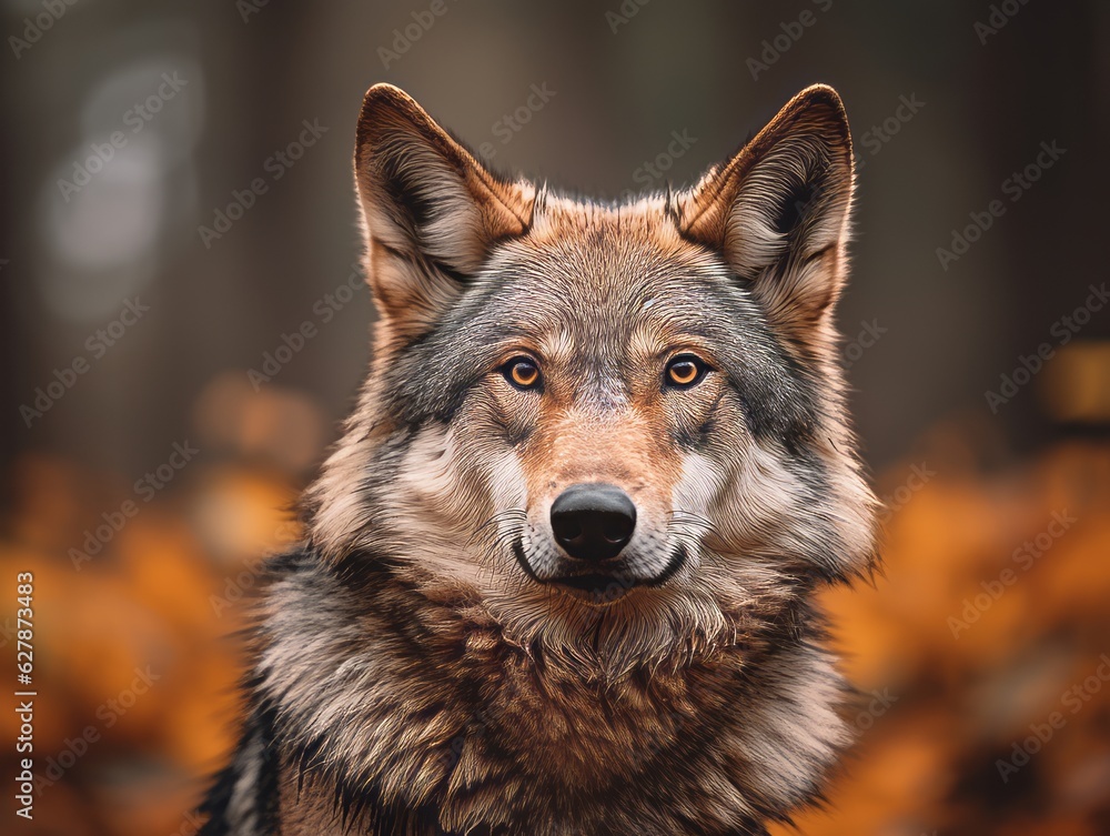 Eurasian Wolf in the Wild Nature Wildlife photography Generative AI