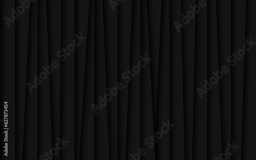 Black abstract overlap stripes background. Black metallic geometric illustration with dark gradient
