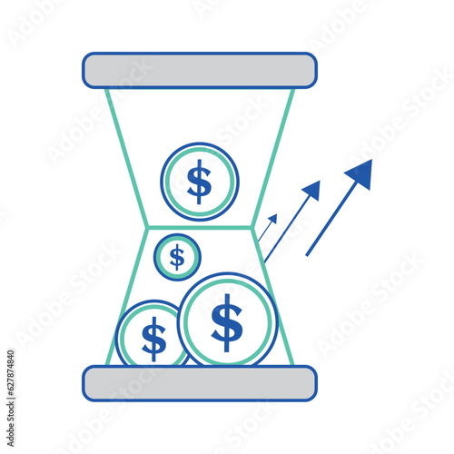 Sandwatch with coins Isolated business icon Vector