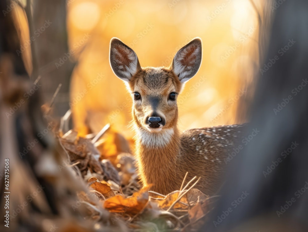Fototapeta premium European Roe Deer Capreolus capreolus Wildlife photography of a Roe Buck Fawn Generative AI