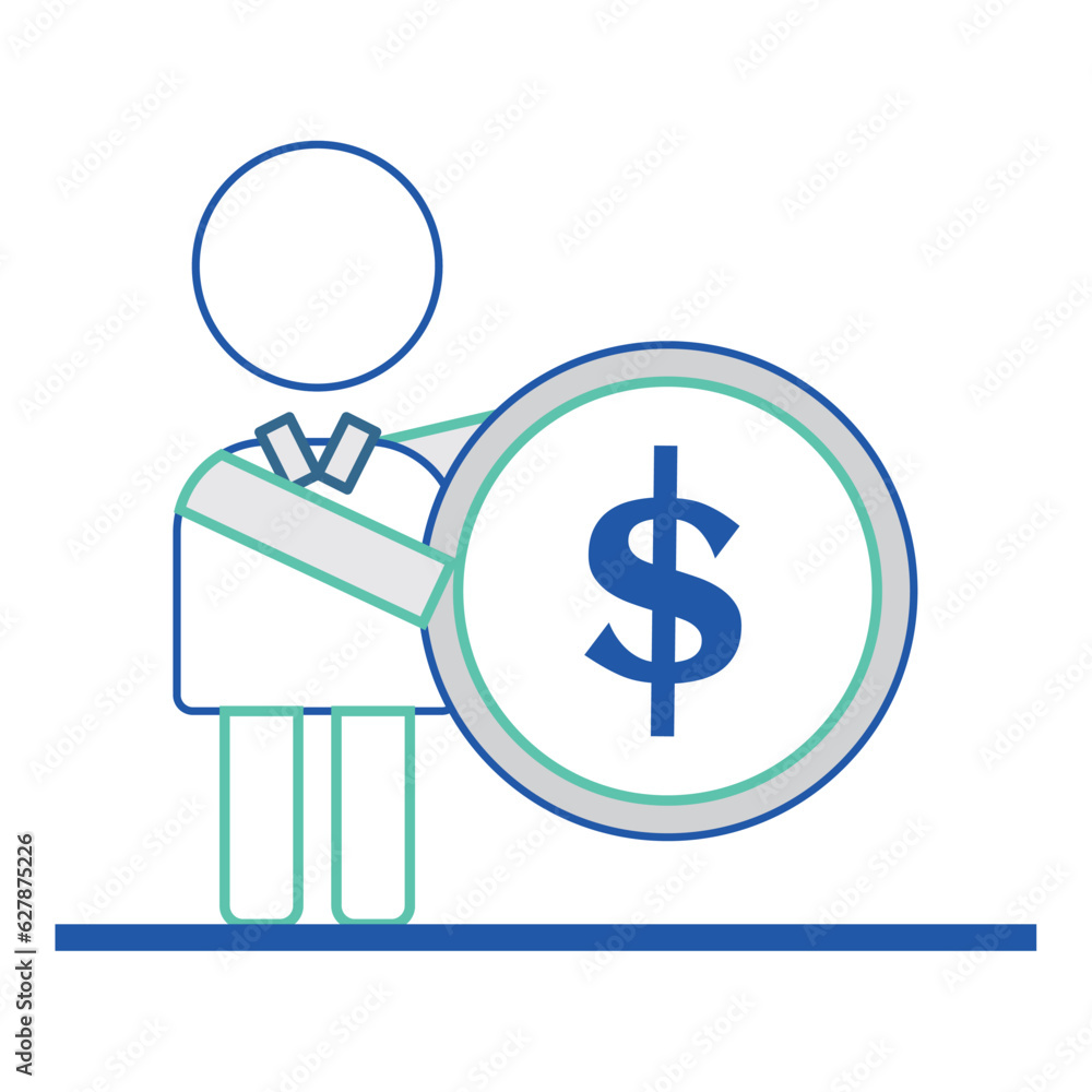 Business character holding a coin Isolated business icon Vector Business character holding a coin Isolated business icon Vector