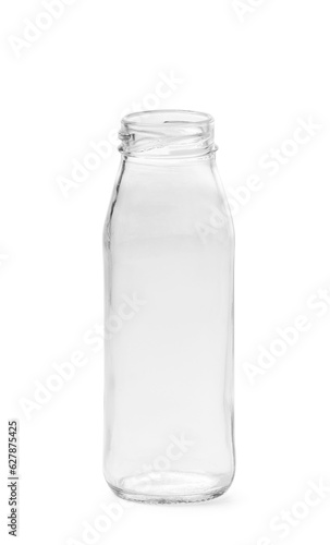 Empty glass transparent bottle for drinks isolated on white background.