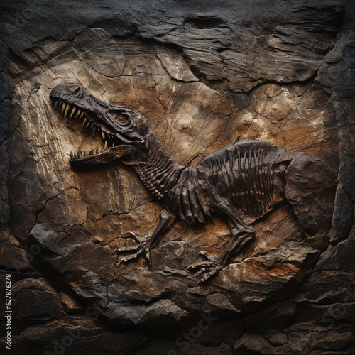image of a pre-historic dinosaur fossil embedded in rock